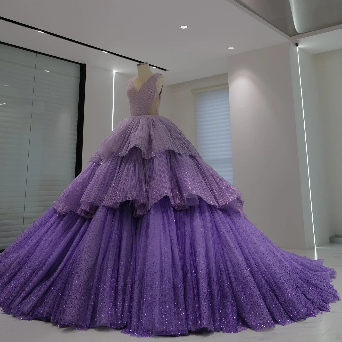 A Line Ball Gown Gorgeous Dresses, Sparkly Tulle Dress, Formal Dresses,Tiered Ruffles Classy Celebrity Dress fg4959