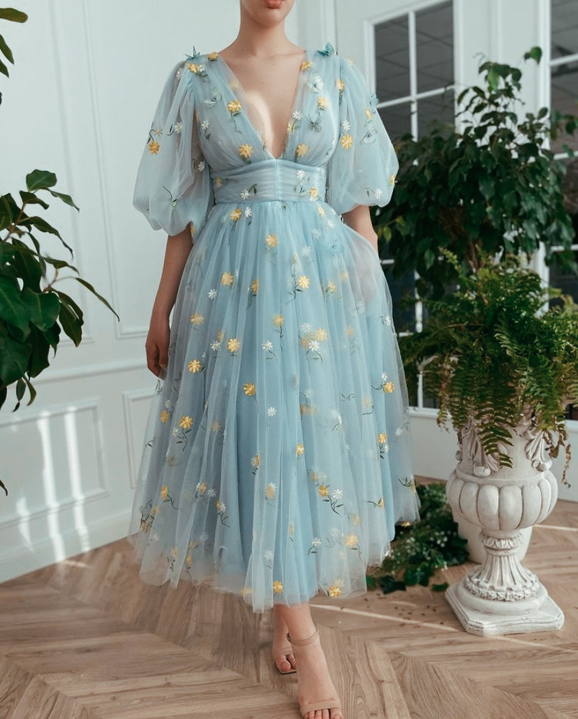 Vestido de novia largo de tul con escote en V y corte A popular fg1693