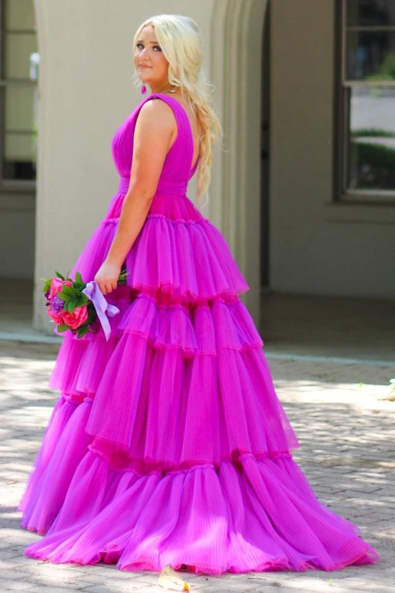 Giana | Vestido de fiesta de tul con escote en V y corte en A