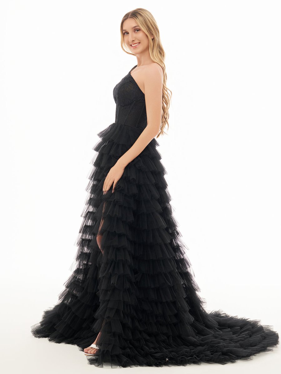 Kinsley | Vestido de fiesta largo con hombros descubiertos y corte en A