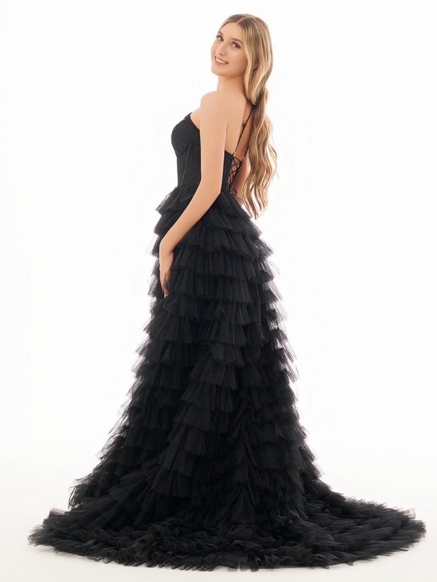 Kinsley | Vestido de fiesta largo con hombros descubiertos y corte en A