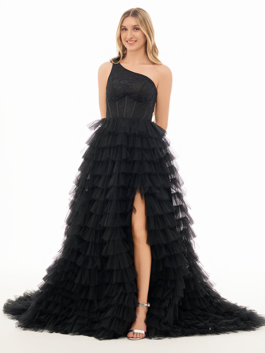 Kinsley | Vestido de fiesta largo con hombros descubiertos y corte en A
