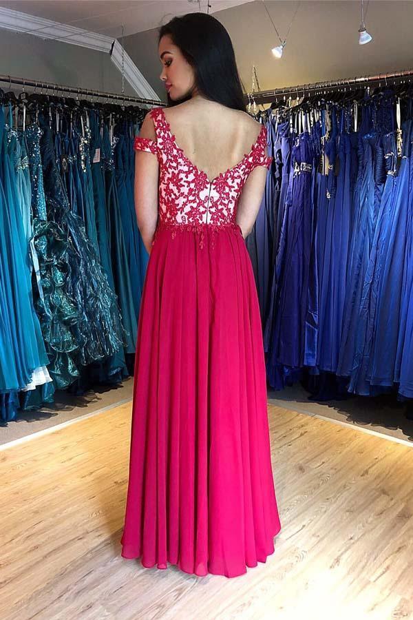 A-Line Floor Length Cap Sleeve Burgundy Prom Dress PSK033