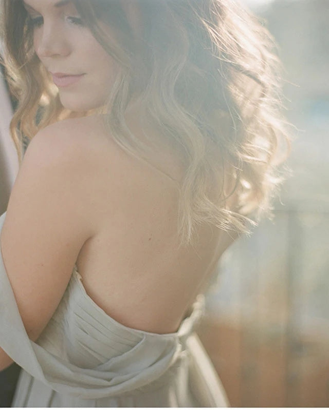 Simple A-Line Off the Shoulder Chiffon Long Bridesmaid Dresses with Split VK0123009