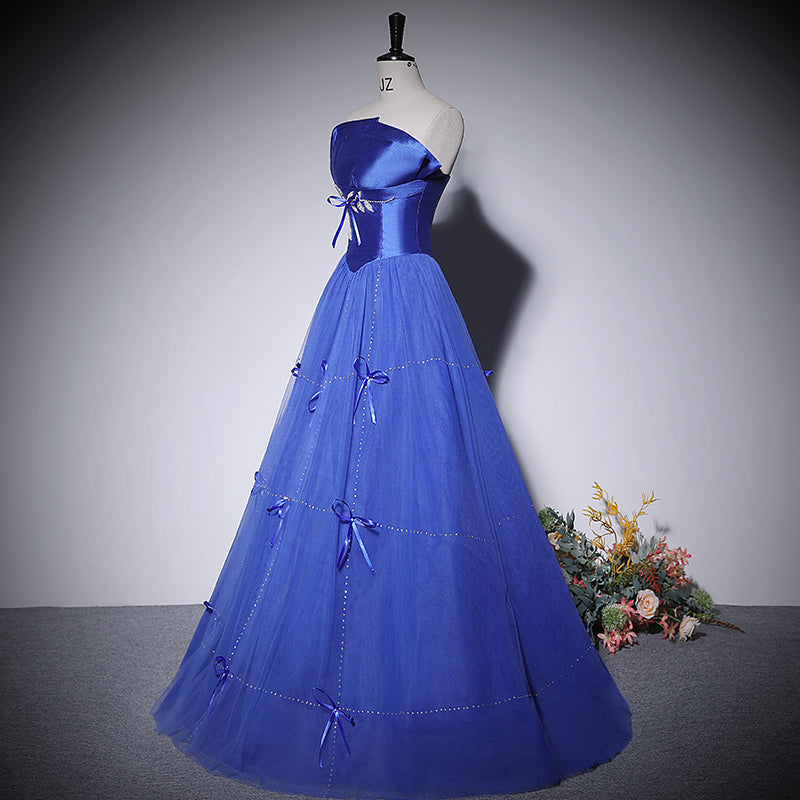 Vestido de noche azul de corte A, nuevo vestido de fiesta de graduación, vestidos de fiesta fg223