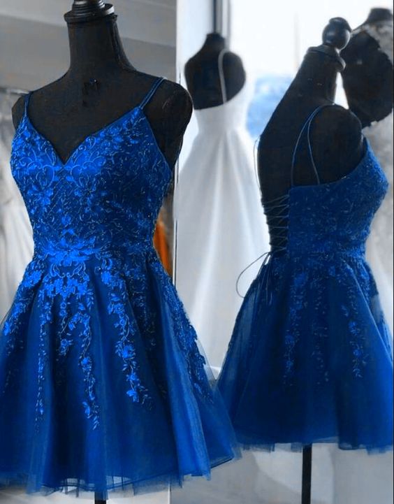 Hermoso vestido corto de fiesta de tul con tirantes de encaje fg61