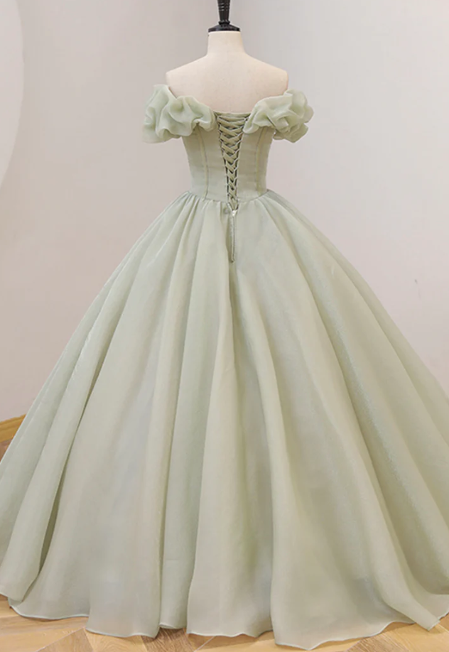Vestido largo de fiesta con lentejuelas de tul verde fg959