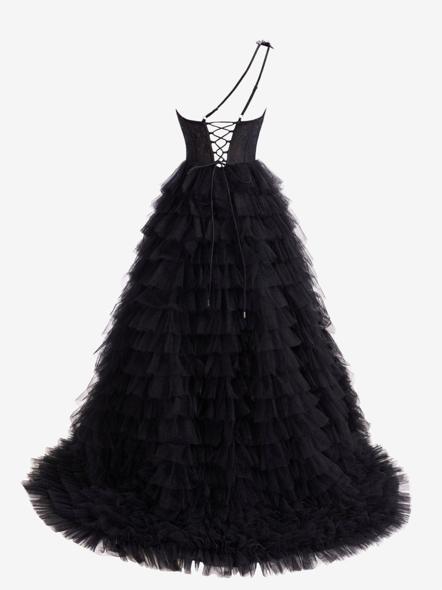 Kinsley | Vestido de fiesta largo con hombros descubiertos y corte en A