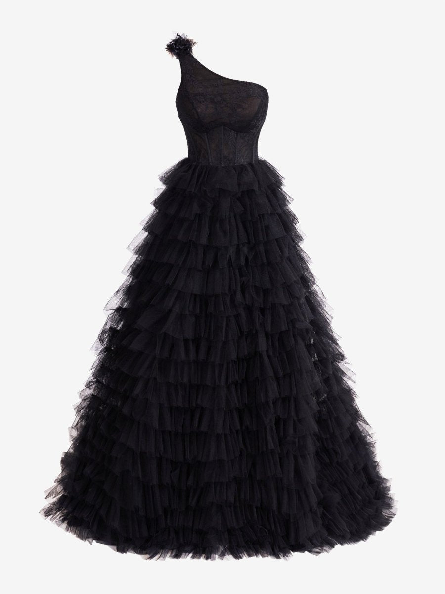 Kinsley | Vestido de fiesta largo con hombros descubiertos y corte en A