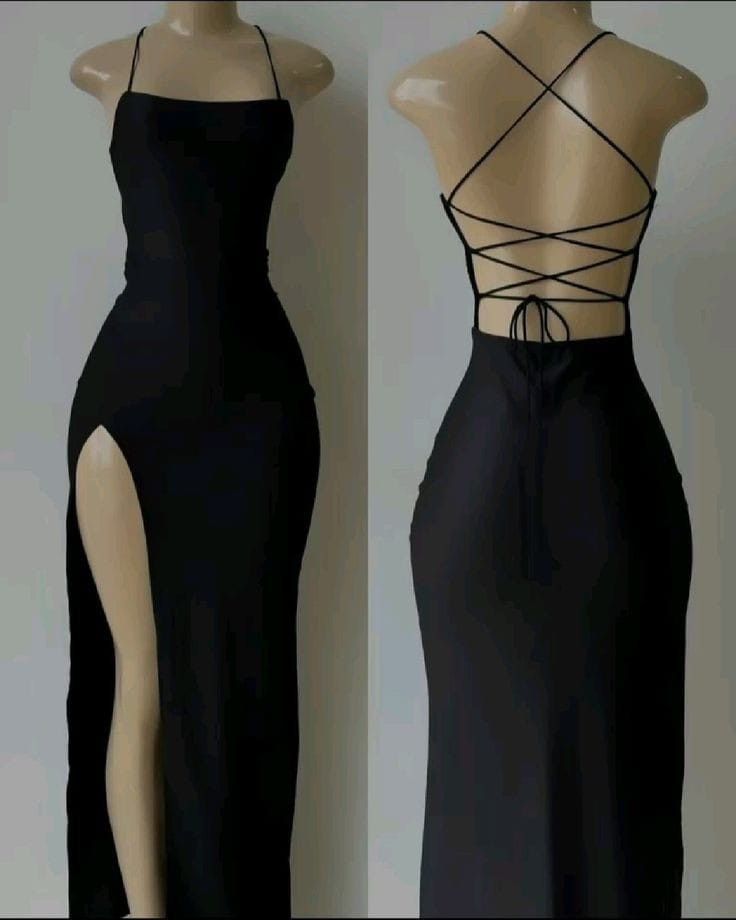 Elegantes vestidos de fiesta negros, vestido de fiesta de moda con abertura fg6448