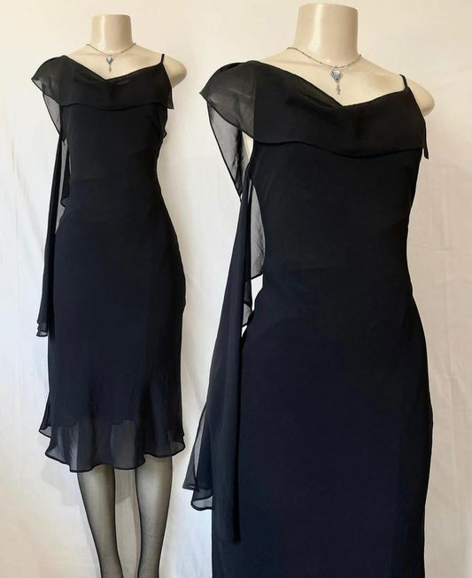 Vestido de fiesta de gasa negra, vestido de fiesta, nuevo vestido formal fg7056