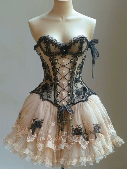 Vestido de encaje retro, vestido de fiesta corto sexy, vestido de regreso a casa fg7224