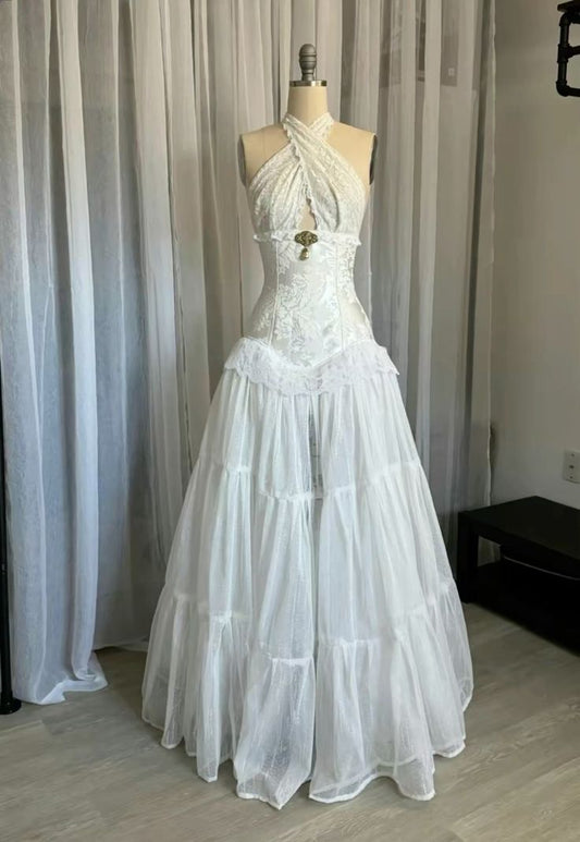 Vestido de fiesta formal de corte A con encaje Helter fg7264