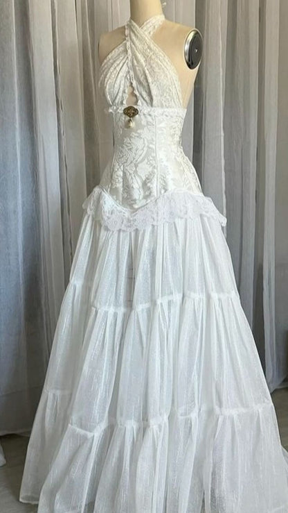 Vestido de fiesta formal de corte A con encaje Helter fg7264