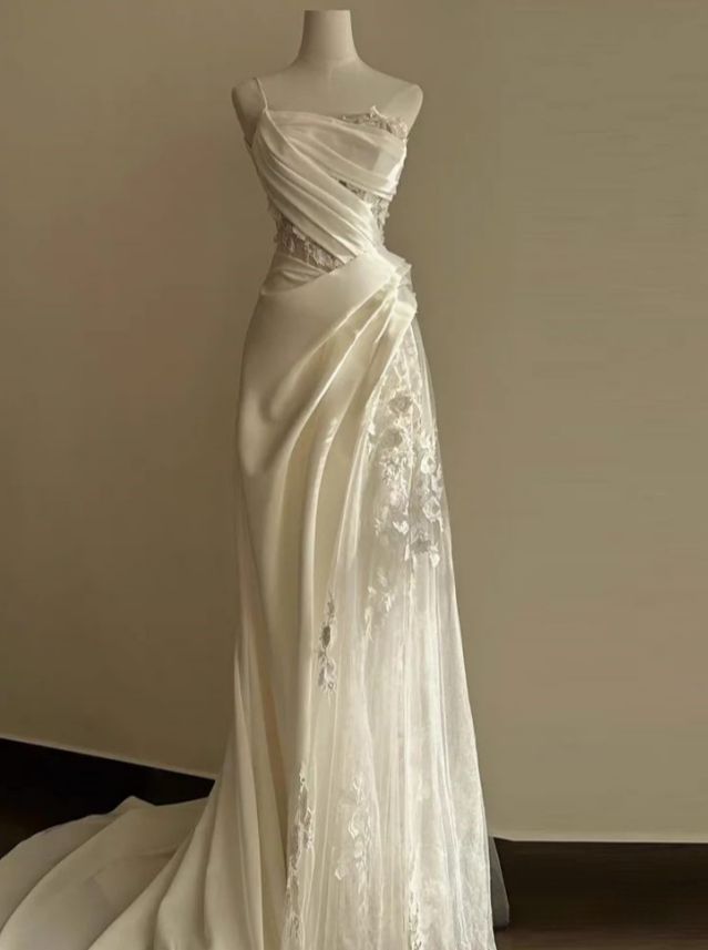 Vestido de novia de encaje blanco de corte A para fiesta de cumpleaños fg7279