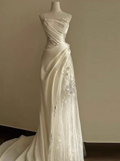 Vestido de novia de encaje blanco de corte A para fiesta de cumpleaños fg7279