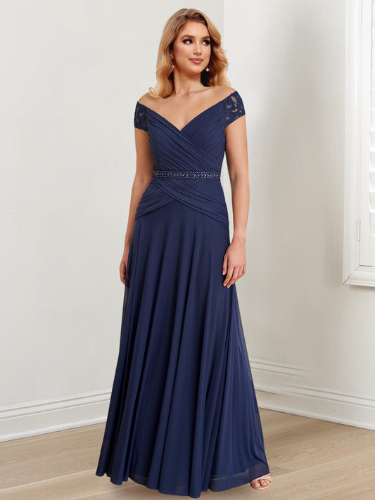 A-Line/Princess Off-the-Shoulder Floor-Length Mother of the Bride Dresses