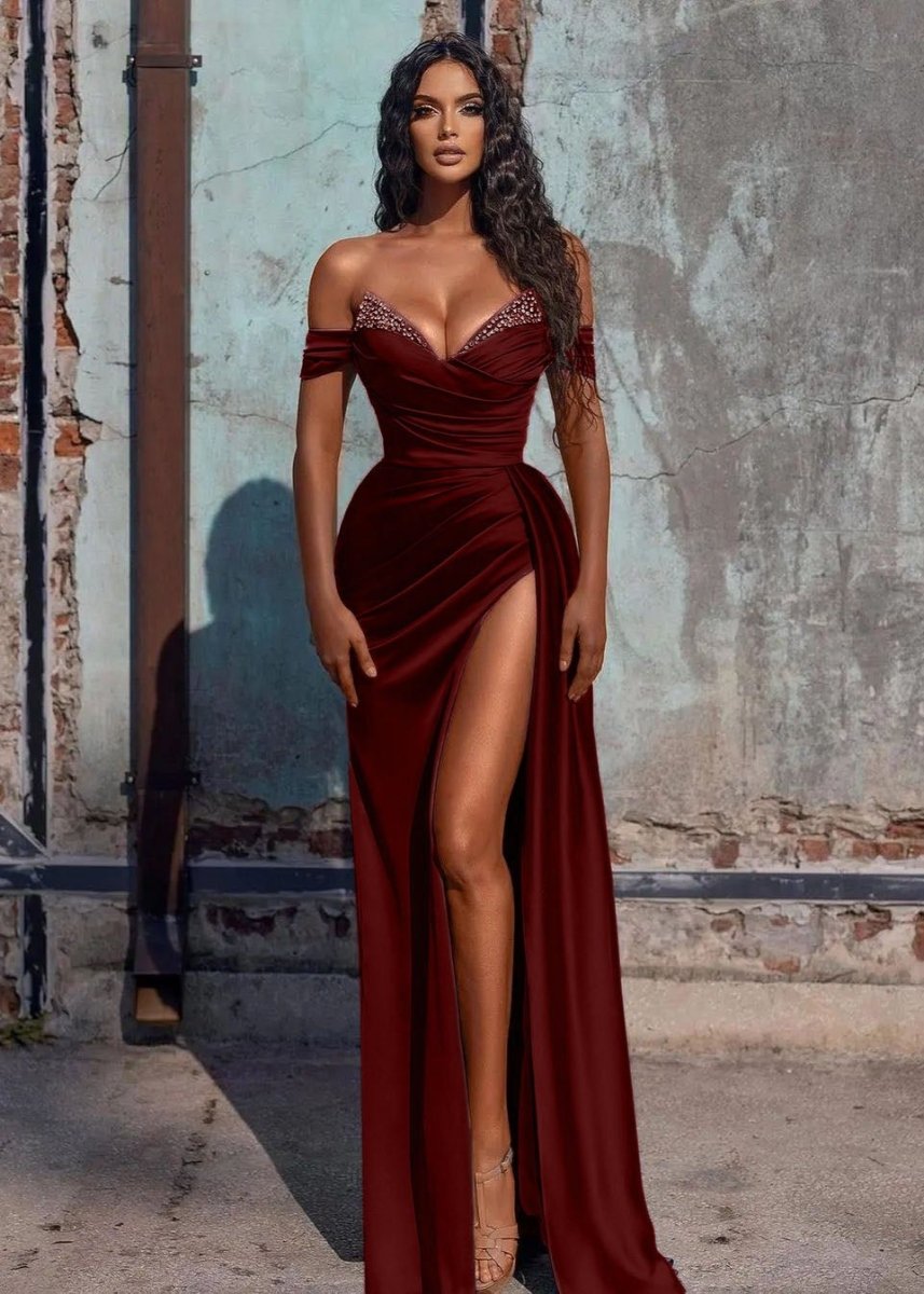 Adelaide | Vestido de fiesta largo de satén con corte sirena y abertura