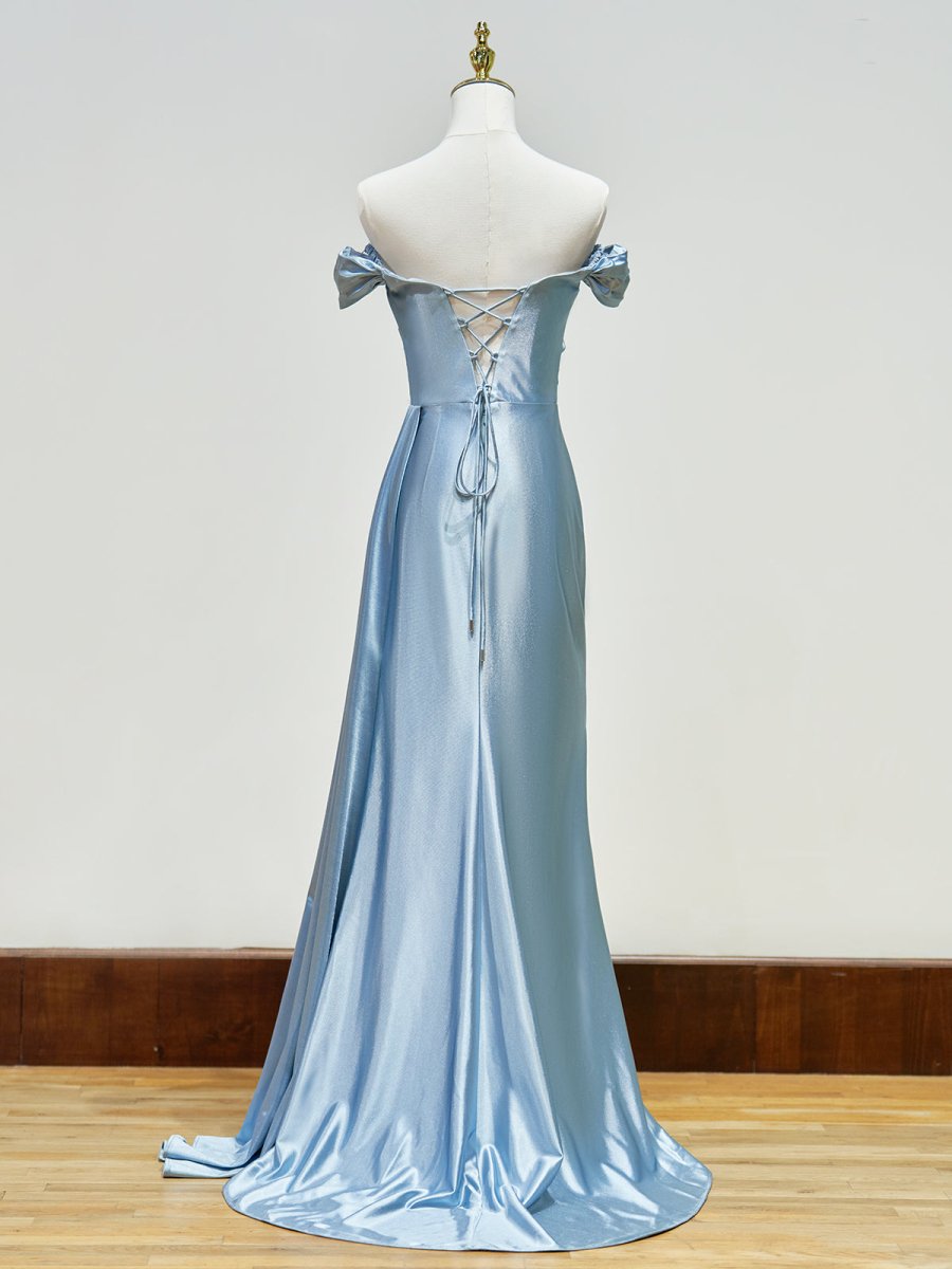 Adelaide | Vestido de fiesta largo de satén con corte sirena y abertura