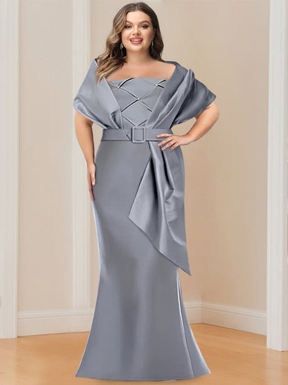 Trumpet 2 Pieces Floor-Length Mother of the Bride  & Groom Dresses with Wrap