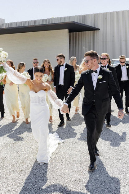 Mermaid Sweetheart White Wedding Dress with Sweep Train