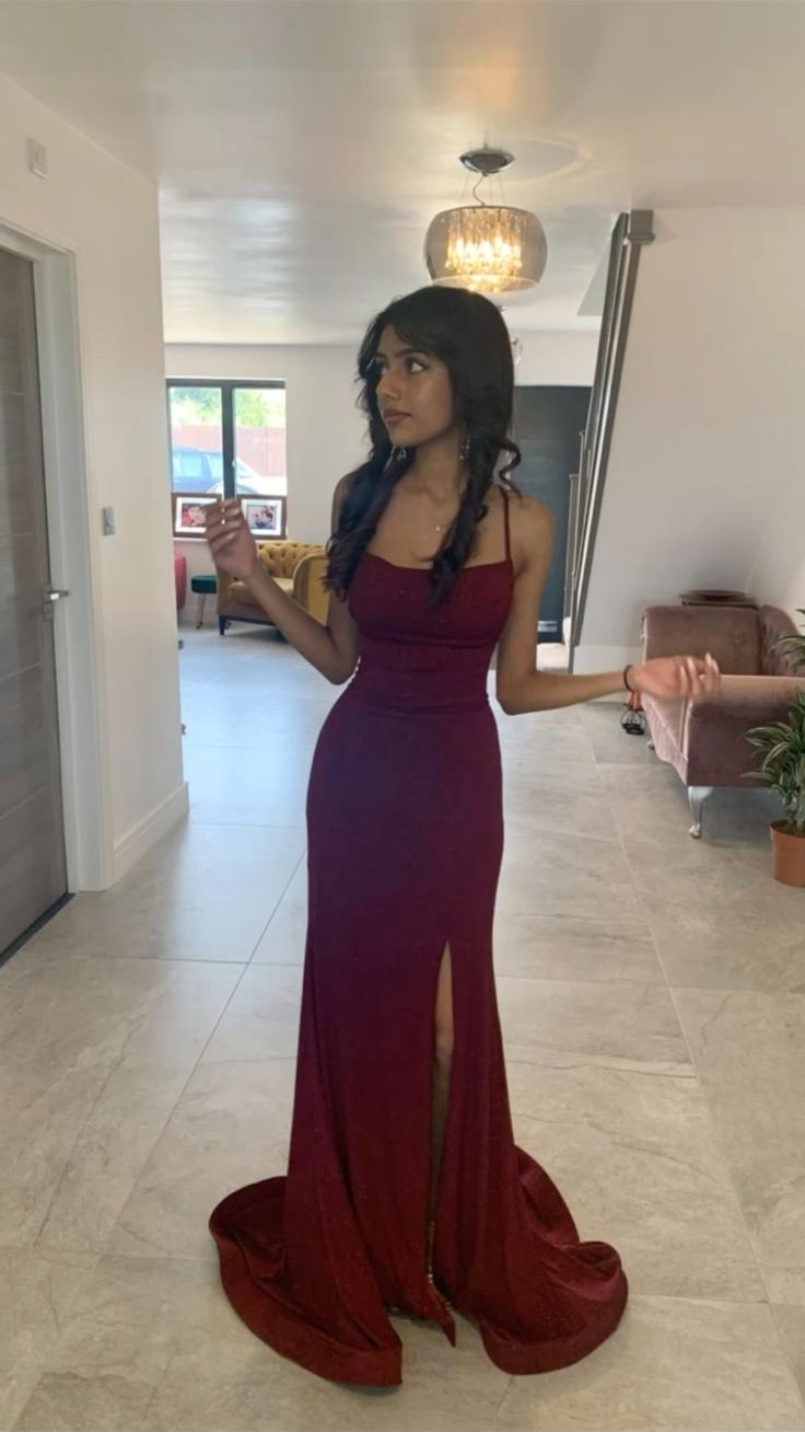 Vestido de fiesta burdeos con brillo rojo oscuro fg6705