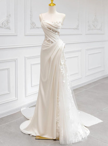 Vestido de novia de encaje blanco de corte A para fiesta de cumpleaños fg7279
