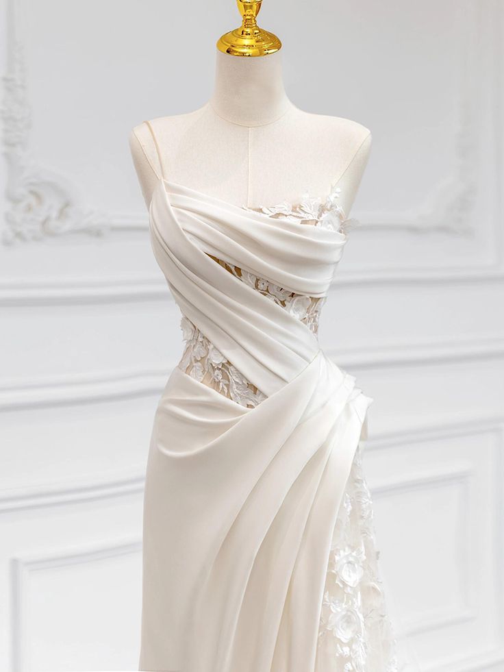 Vestido de novia de encaje blanco de corte A para fiesta de cumpleaños fg7279