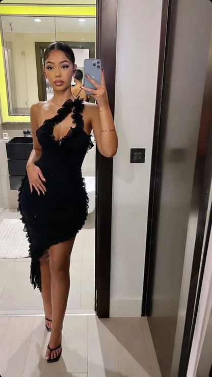 Vestido de fiesta negro sexy Vestido de noche sexy fg7420