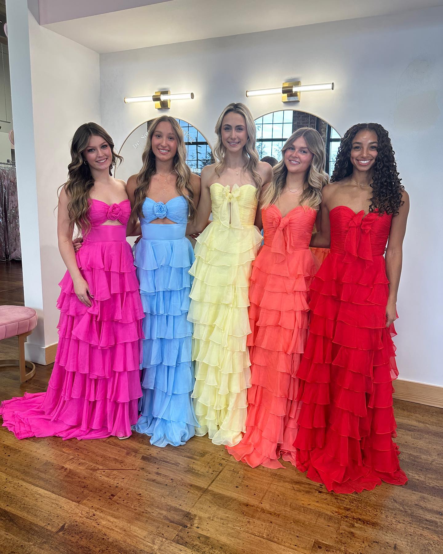 Cute A-Line Sweetheart Zipper Back Tiered Chiffon Prom Dress With Slit