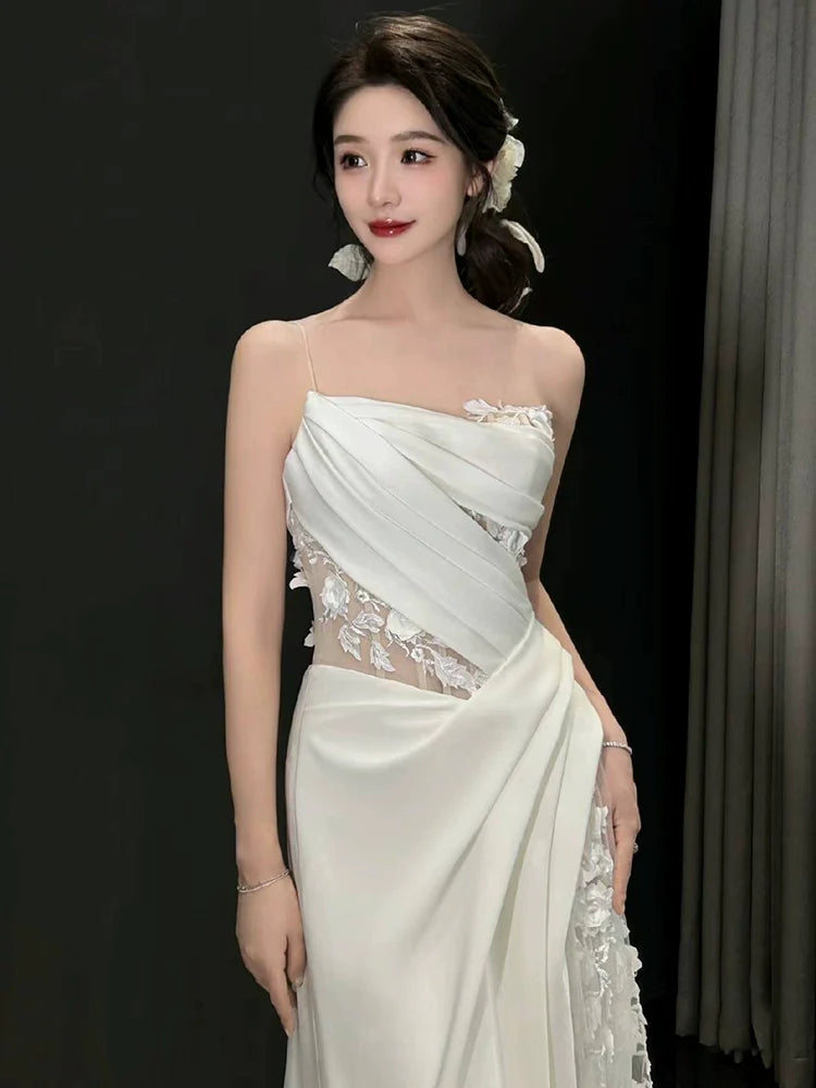 Vestido de novia largo de encaje de tul blanco Vestido de novia princesa fg7388