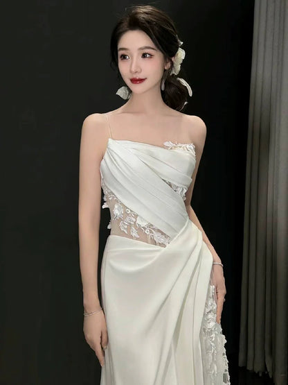 Vestido de novia largo de encaje de tul blanco Vestido de novia princesa fg7388