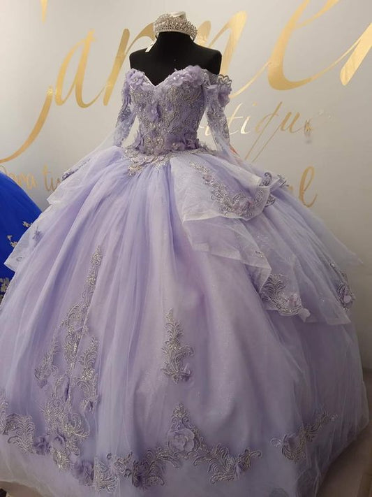 Vestido de quinceañera con vestido de princesa morado, vestido de 16 años fg1006