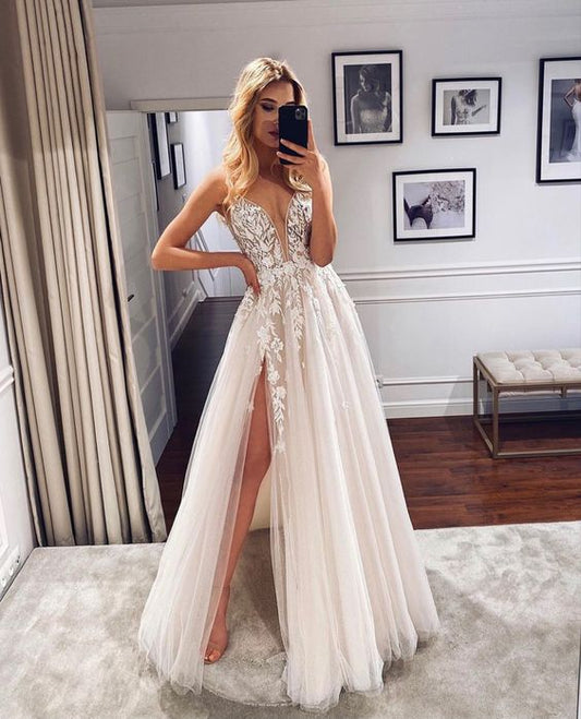 Vestidos de fiesta color marfil, vestidos de fiesta elegantes, vestido de novia fg1823