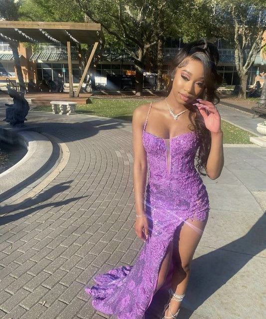 Impresionante y elegante vestido de fiesta de princesa en color morado fg1139