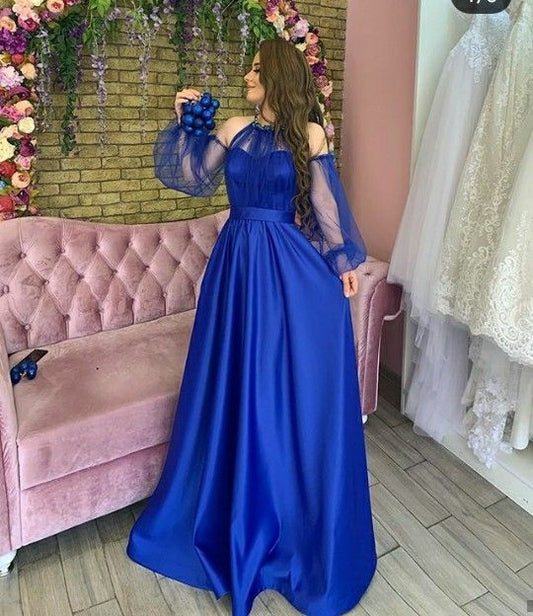 Vestidos de fiesta azules elegantes vestidos formales largos fg1294