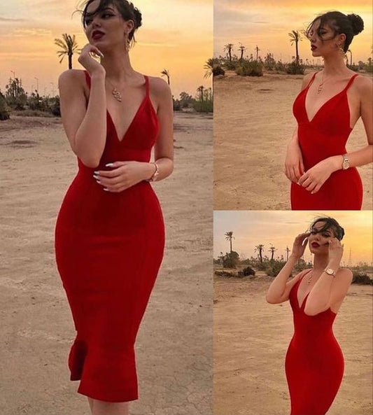 Vestido de fiesta rojo sexy vestido de noche fg1433