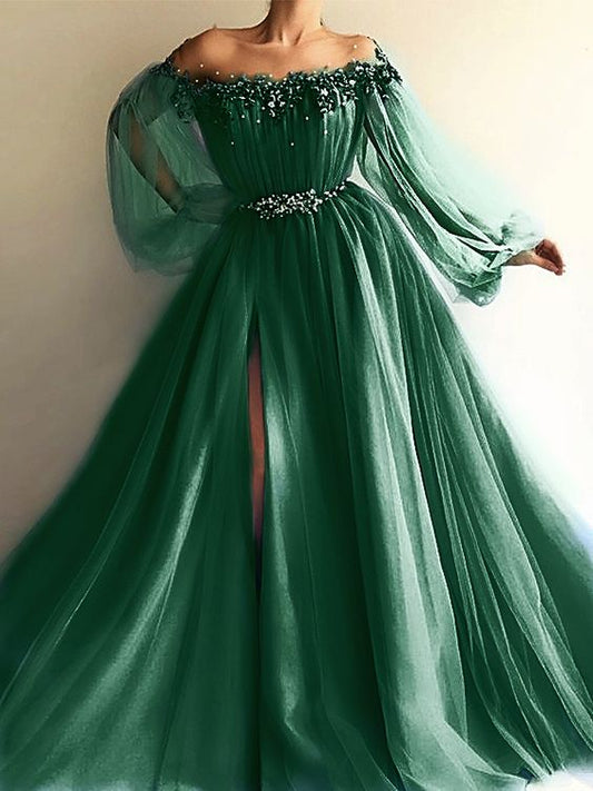 Vestidos de fiesta o de noche de corte A en color verde fg1697