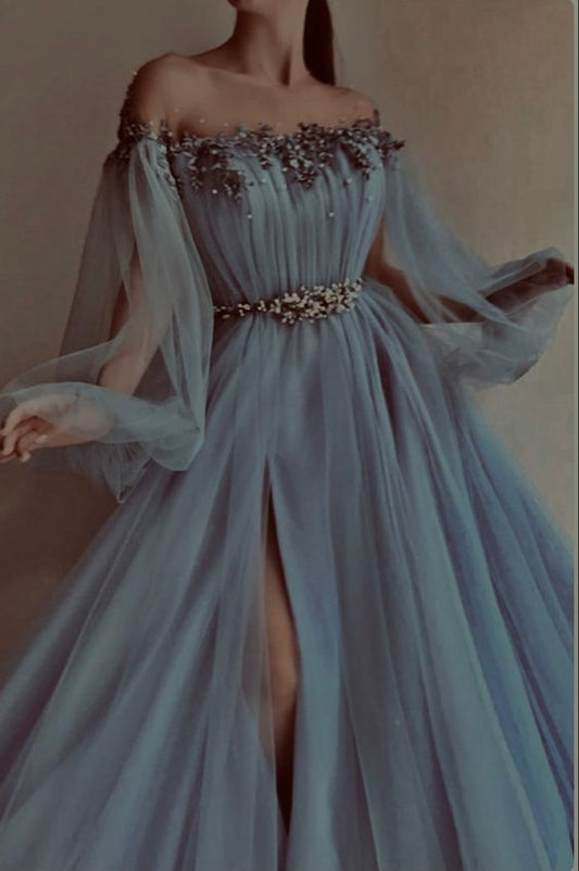 Vestidos de fiesta o de noche de corte A en color azul fg1677