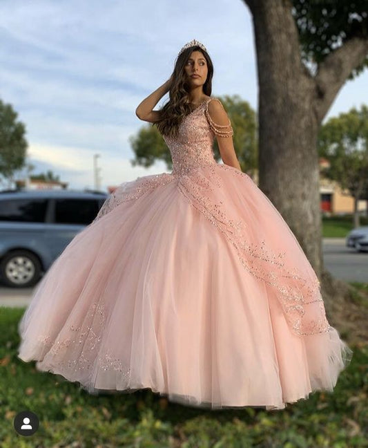 Vestido de quinceañera con vestido de princesa rosa, vestido de dulce 16 fg1014