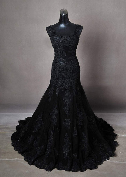 Vestidos de novia negros Vestido de fiesta modesto fg2552