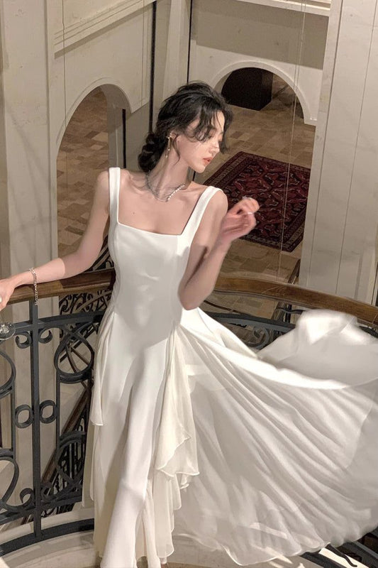 Vestido de fiesta con escote cuadrado y corte en A, elegante vestido de noche fg4518