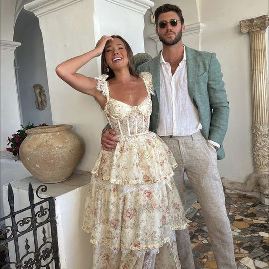 Vestido de fiesta largo de encaje con tirantes finos y corte en A sexy fg4774