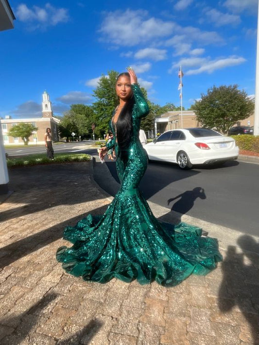 vestido de fiesta sirena verde fg4127