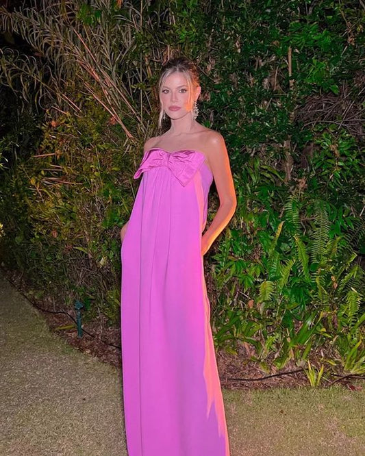 Vestido largo de fiesta rosa, vestido de noche rosa fg3290