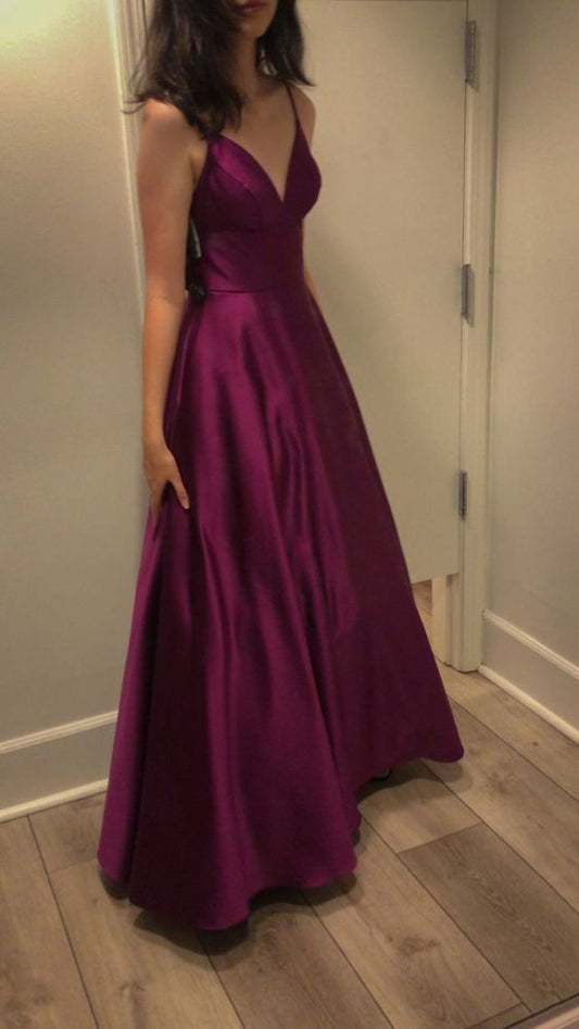 Vestido de noche largo elegante con tirantes finos de satén para mujer, vestidos de fiesta sexys fg3849