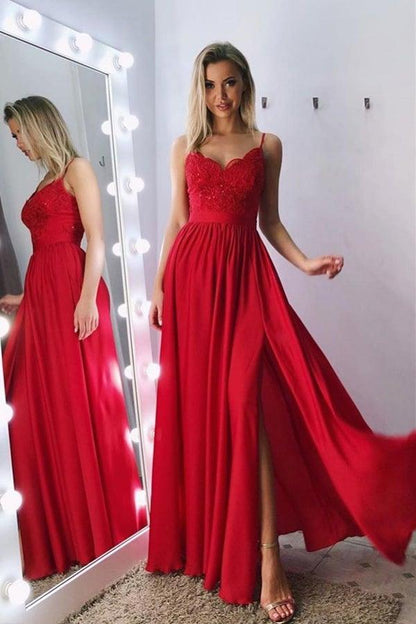 A-Line Spaghetti Straps Gray Long Prom Dress with Lace Sequins PSK029