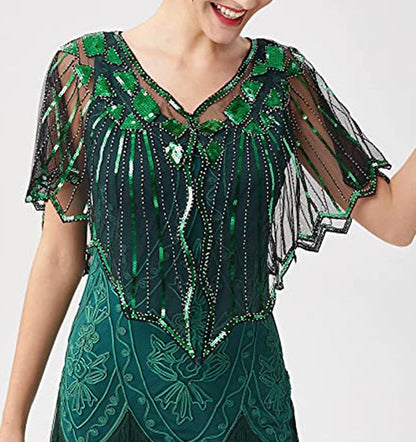 1920s Shawl Wraps Sequin Beaded Evening Cape Shawl