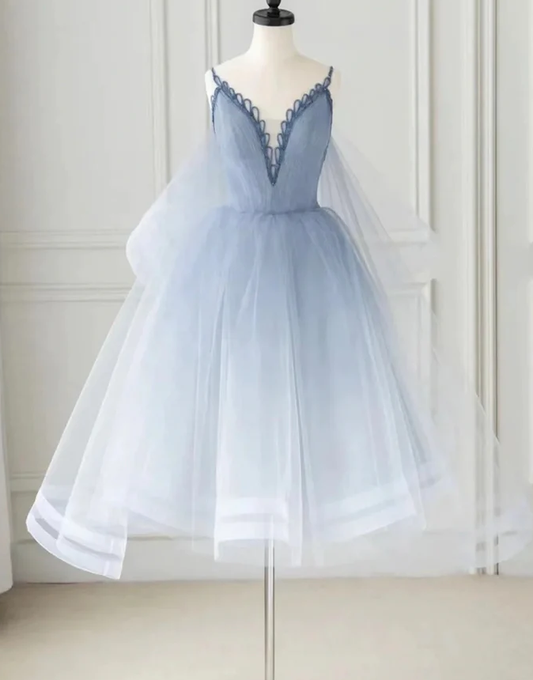 Lindo vestido de fiesta corto de tul, vestido de regreso a casa fg1541