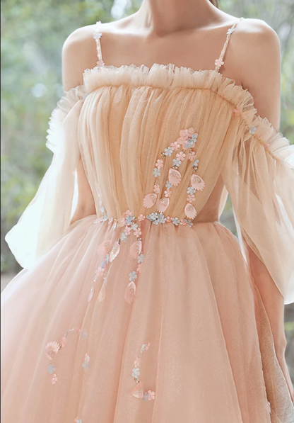 Lindo vestido de fiesta corto con apliques de tul, vestido de regreso a casa fg1084